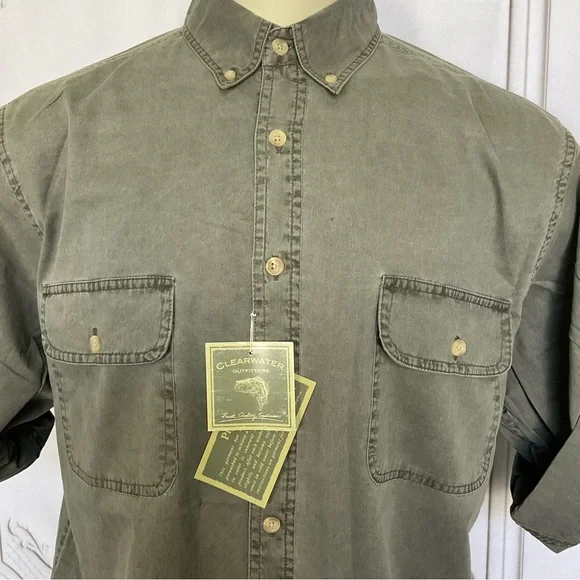 Clearwater Outfitters Mens Olive Khaki Green Long Sleeve Outdoorsman Casual Top - Picture 6 of 10